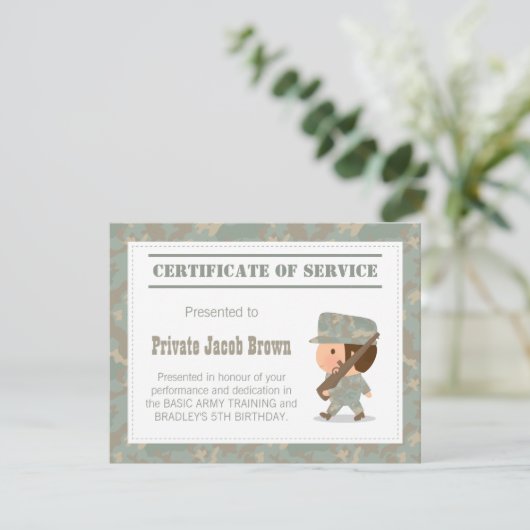 陸軍軍務官認定証お礼誕生日 招待状 (スタンド正面)