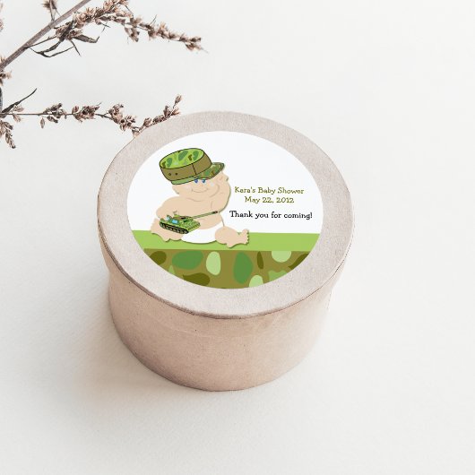 陸軍軍隊カモフラージュ赤ちゃんシャワー好意ステッカー ラウンドシール