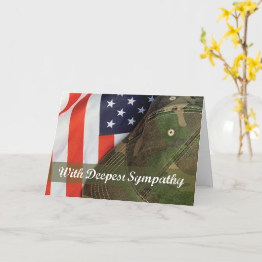 陸軍軍隊兵士悔やみや弔慰帽子(旗あり) カード (黄色い花)