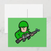 陸軍軍隊兵士迷彩柄グリーンデザイナーアート ポストカード (正面/裏面)