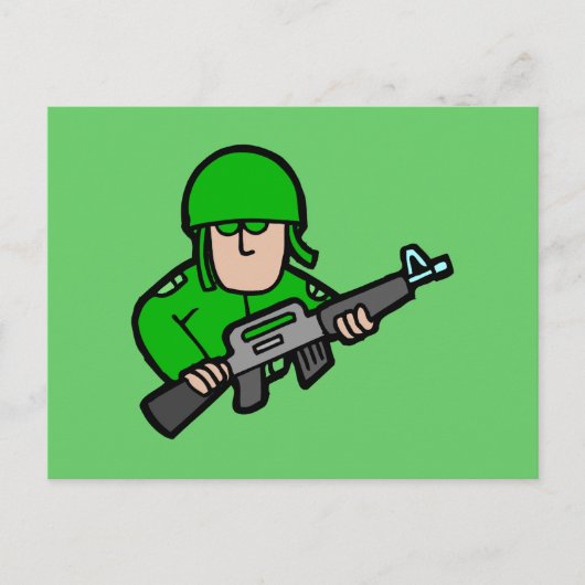 陸軍軍隊兵士迷彩柄グリーンデザイナーアート ポストカード (正面)