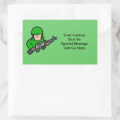 陸軍軍隊兵士迷彩柄グリーンデザイナーアート 長方形シール (バッグ)