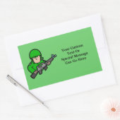 陸軍軍隊兵士迷彩柄グリーンデザイナーアート 長方形シール (封筒)