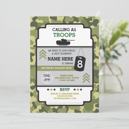 陸軍軍隊軍戦車招待状誕生会 招待状 (スタンド正面)