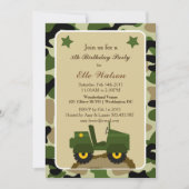 陸軍軍隊迷彩柄バースデーパーティ招待状 招待状 (正面)