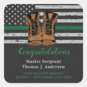 陸軍軍隊退職革ブーツグリーンライン スクエアシール (正面)