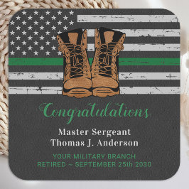 陸軍軍隊退職革ブーツグリーンライン スクエアシール