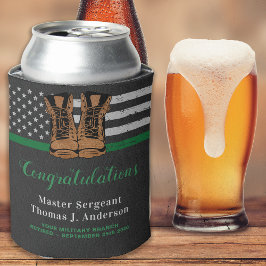 陸軍軍隊退職革ブーツグリーンライン 缶クーラー