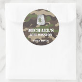 陸軍迷彩柄誕生日パーティーラベルシール ラウンドシール (バッグ)