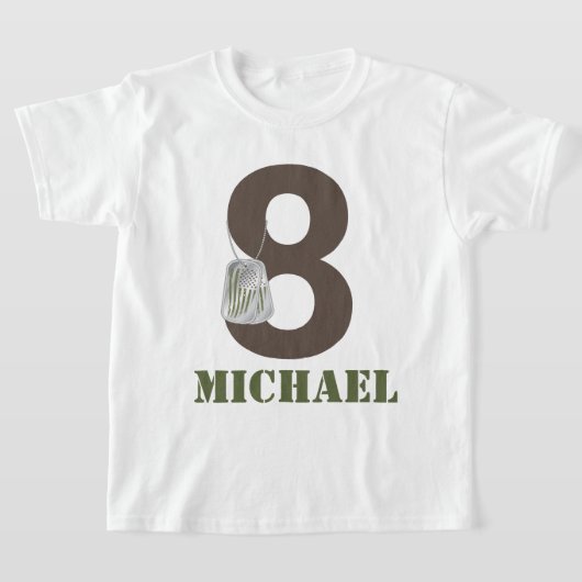 陸軍迷彩柄誕生日パーティーTシャツ Tシャツ (レイダウン)