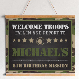 陸軍迷彩柄誕生日会ウェルカムサイン ポスター