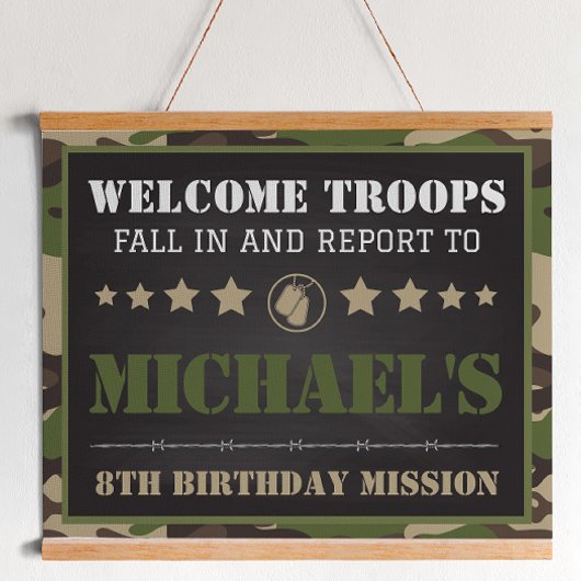陸軍迷彩柄誕生日会ウェルカムサイン ポスター