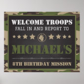 陸軍迷彩柄誕生日会ウェルカムサイン ポスター (正面)
