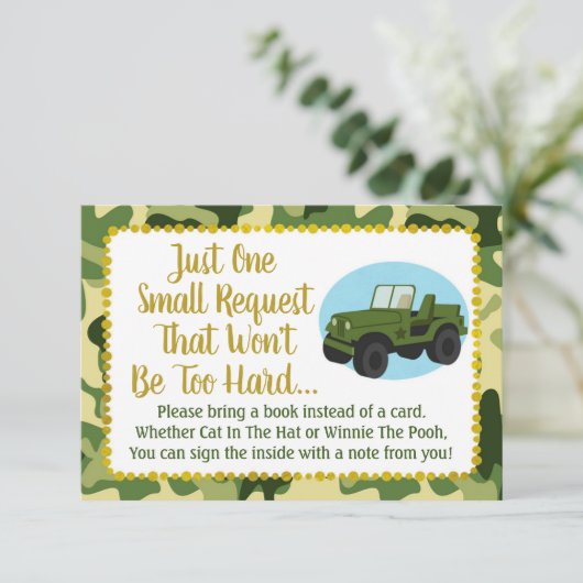 陸軍迷彩柄赤ちゃんシャワー予約カードを持参 招待状 (スタンド正面)