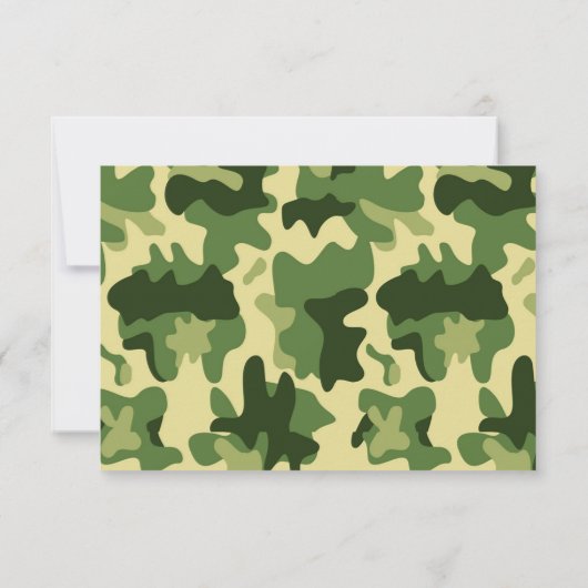 陸軍迷彩柄赤ちゃんシャワー予約カードを持参 招待状 (裏面)