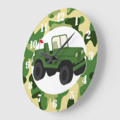 陸軍迷彩柄軍隊車両 ラージ壁時計 (傾斜)