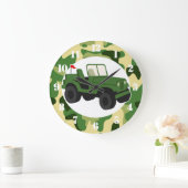 陸軍迷彩柄軍隊車両 ラージ壁時計 (ホーム)