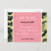 陸軍迷彩柄迷彩&ピンクポストカード日付を保存 案内ポストカード (正面/裏面)