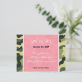 陸軍迷彩柄迷彩&ピンクポストカード日付を保存 案内ポストカード (スタンド正面)