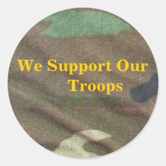 陸軍迷彩柄、我々軍隊を支援 ラウンドシール