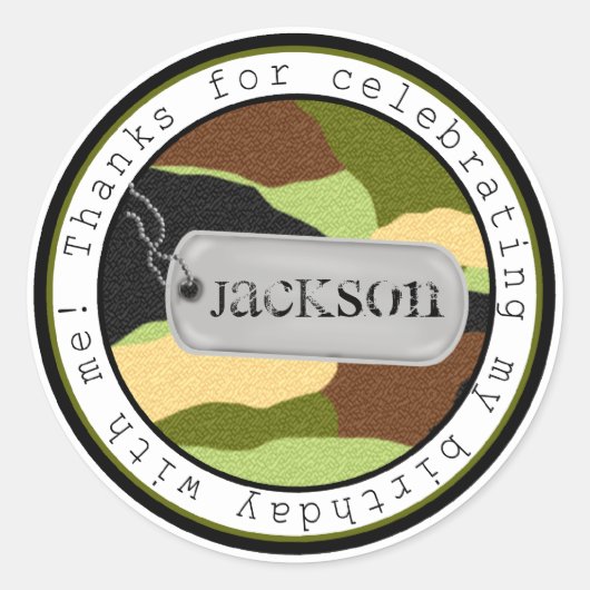 陸軍迷彩犬ラベルシール ラウンドシール (正面)