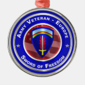 陸軍退役軍人 – ヨーロッパ記念クリスマス メタルオーナメント (正面)