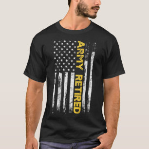陸軍退職した軍隊米国陸軍の薄い金ゴールドライン名 Tシャツ