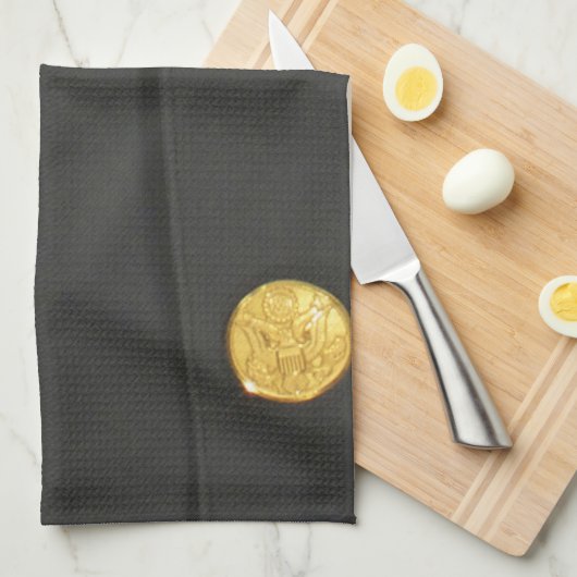 陸軍階級A制服のグリーのキッチンディッシュタオル キッチンタオル (四つ折り)