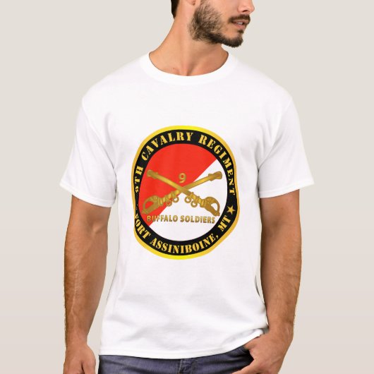 陸軍 – 第9騎兵連隊 – フォートアッシニボイン, M Tシャツ (正面)