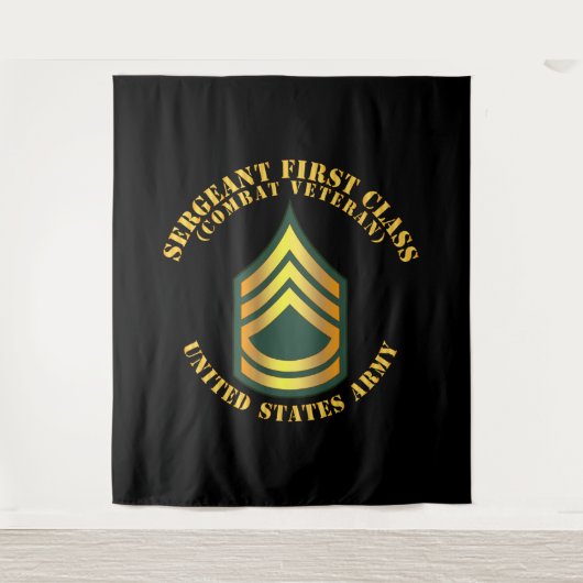 陸軍 – 軍曹1等級 – SFC – 戦闘退役軍人 タペストリー (正面)
