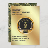 陸軍/軍隊をテーマにした卒業パーティー招待状 招待状 (正面/裏面)