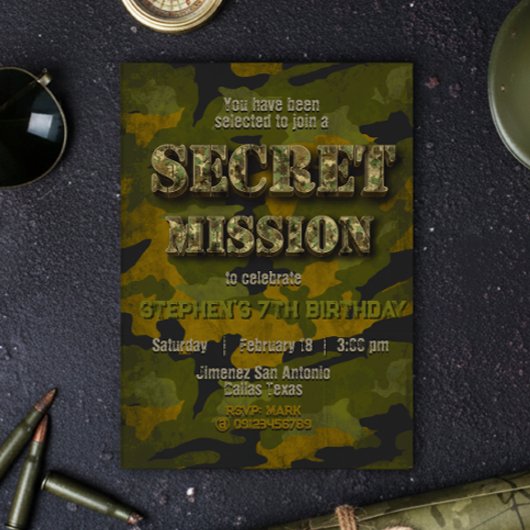 陸軍 – 軍隊 – 兵士 – 少年誕生日 招待状