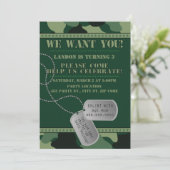陸軍、迷彩柄誕生日、5x7招待状 招待状 (スタンド正面)