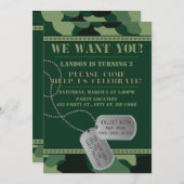 陸軍、迷彩柄誕生日、5x7招待状 招待状 (正面/裏面)