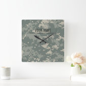 陸軍ACU迷彩カスタマイズ可能 スクエア壁時計 (ホーム)