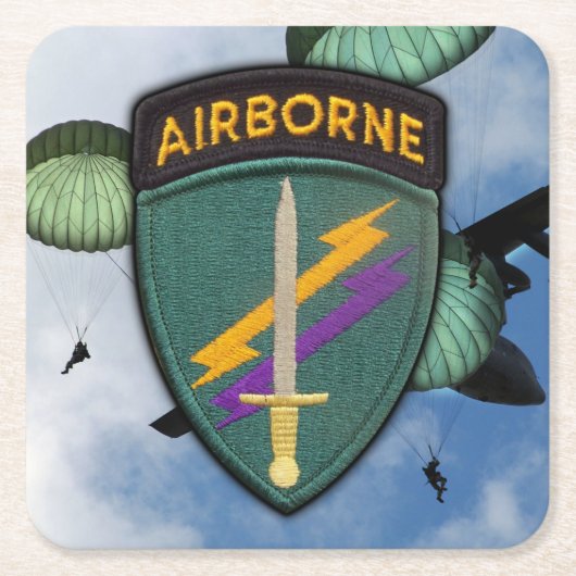 陸軍USACAPOC(A)心理作戦 スクエアペーパーコースター (正面)