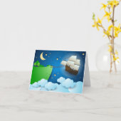 陸飛んでいる上船 カード (黄色い花)