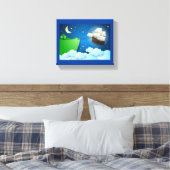 陸飛んでいる上船 キャンバスプリント (インサイチュ (寝室))