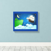 陸飛んでいる上船 キャンバスプリント (インサイチュ (ウッドフロア))