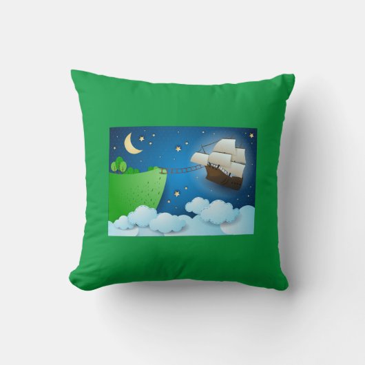 陸飛んでいる上船 クッション (正面)