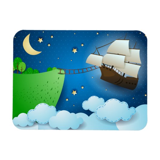 陸飛んでいる上船 マグネット (横)