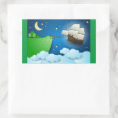 陸飛んでいる上船 長方形シール (バッグ)