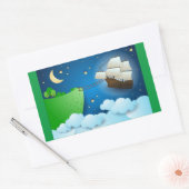 陸飛んでいる上船 長方形シール (封筒)