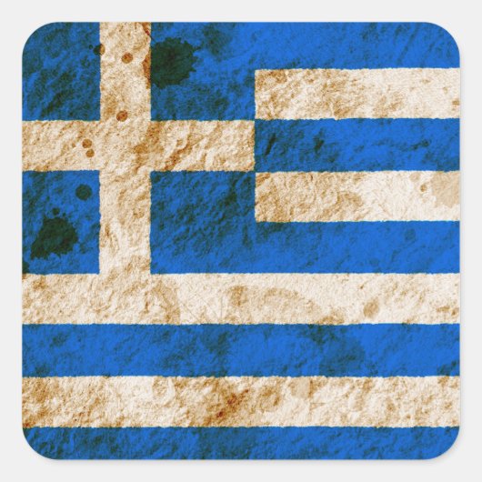 険しいギリシャ国旗 スクエアシール (正面)