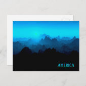 険しいスモキーブルーのギザギザ山アメリカ ポストカード (正面/裏面)