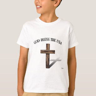 険しい十字架でアメリカを祝福する神 Tシャツ