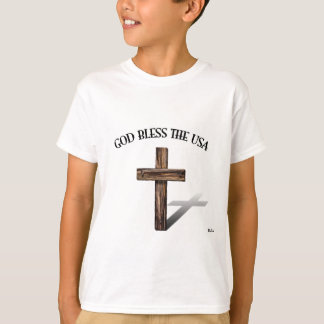険しい十字架でアメリカを祝福する神 Tシャツ