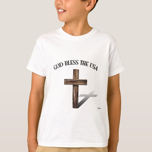 険しい十字架でアメリカを祝福する神 Tシャツ (正面)