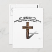 険しい十字架を持つイエスとアメリカの兵士 ポストカード (正面/裏面)