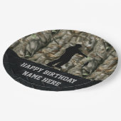 険しい大人の迷彩柄の魚釣りの誕生日のプレート ペーパープレート (アングル)